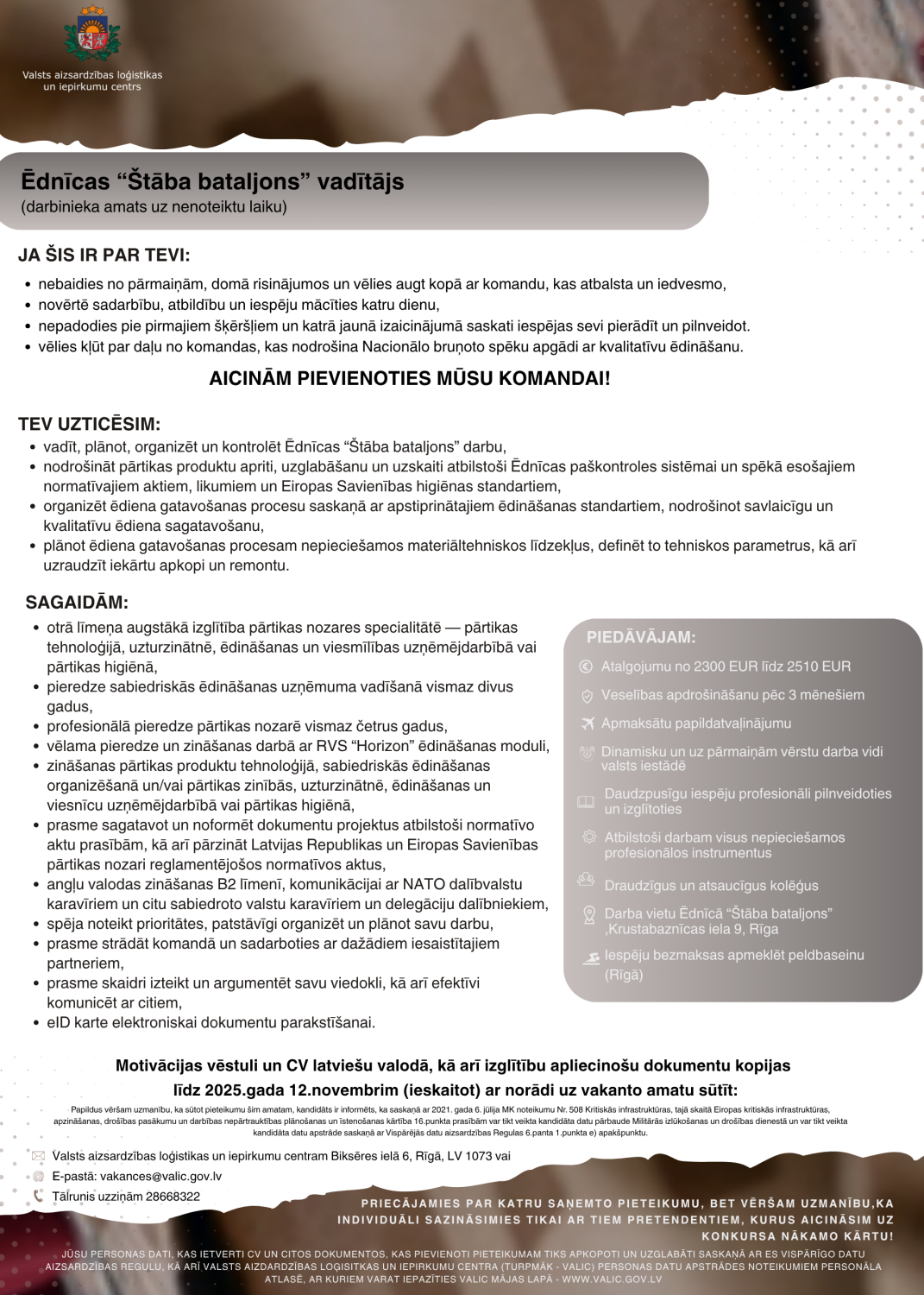 Ēdnīcas "Štāba bataljons" vadītājs