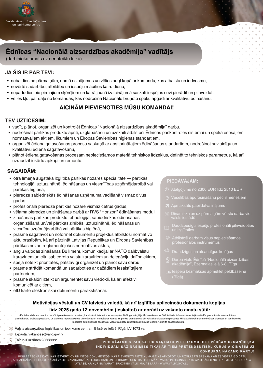 Ēdnīcas NAA vadītājs