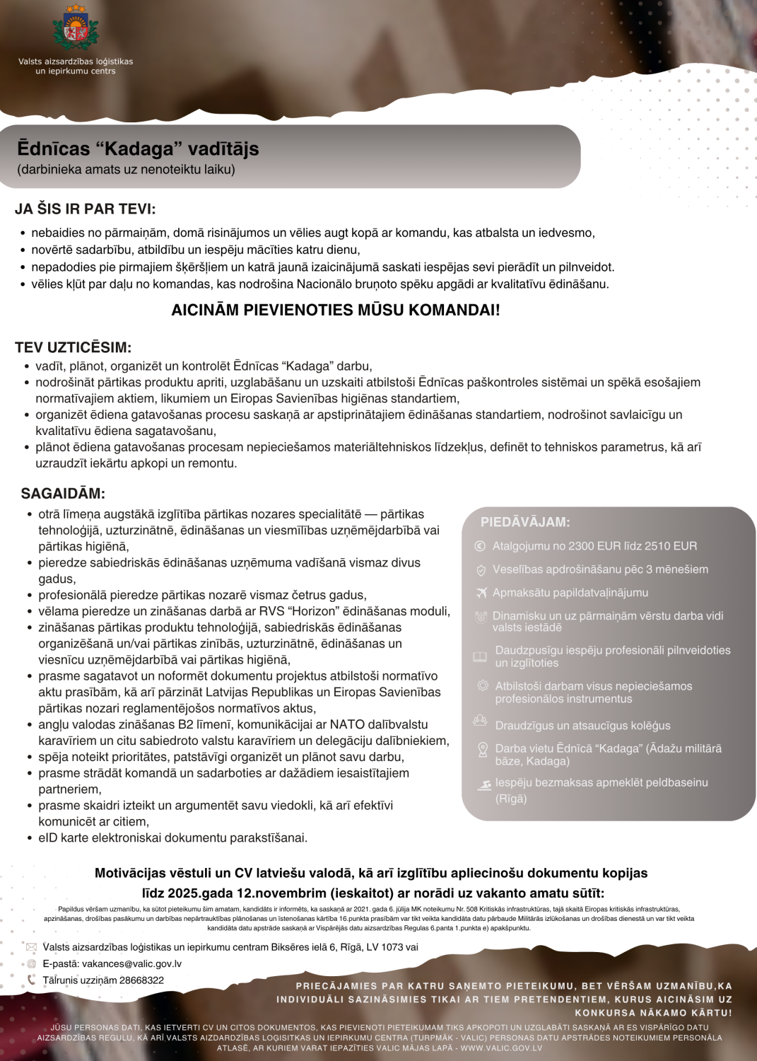 Ēdnīcas "Kadaga" vadītājs